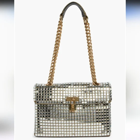 Kurt Geiger Metallic Grid Shoulder Bag W/Dust Bag NWT - Picture 4 of 16